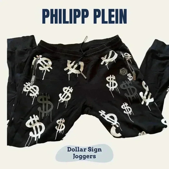 Philipp Plein	: Dollar Sign Joggers - Picture 1 of 3